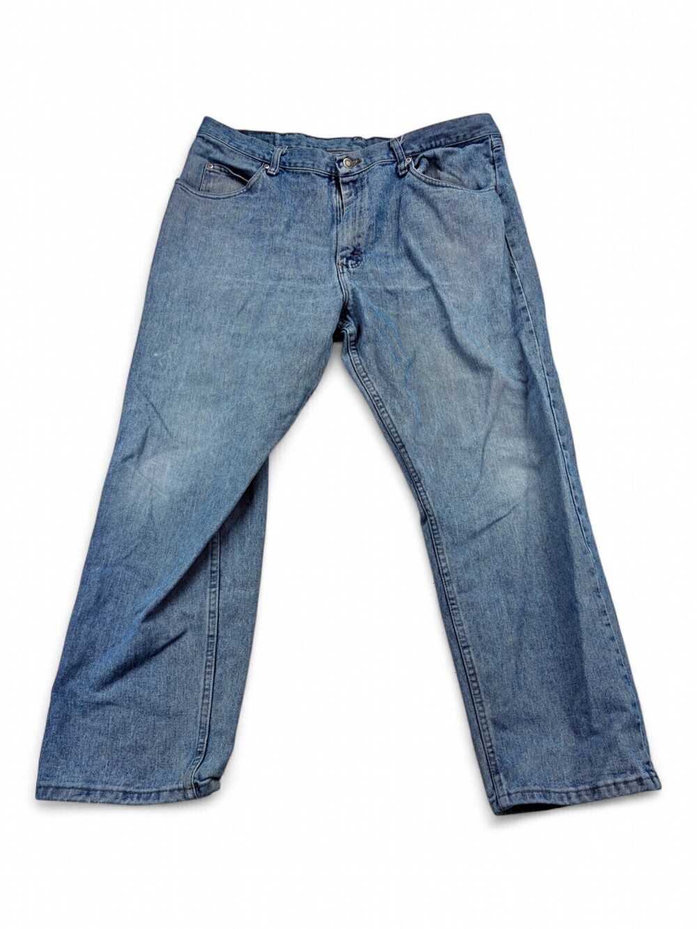 Wrangler Mens Straight Jeans 38x30 Light Wash Blue Denim 97601SB